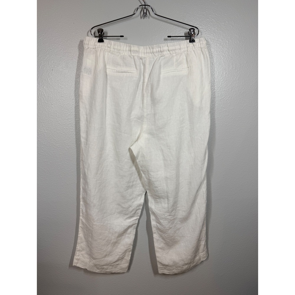 Charter Club 100% Linen Pant Women's XL White Luxury 100% Linen Pull-On Crop - Picture 3 of 8